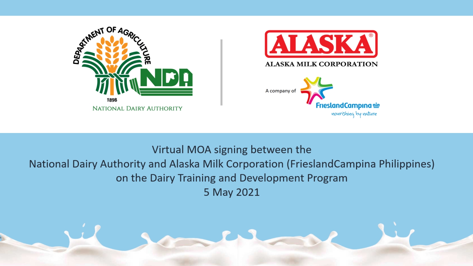 Major Milestone Alaska Milk, NDA sign 5year Partnership on Dairy